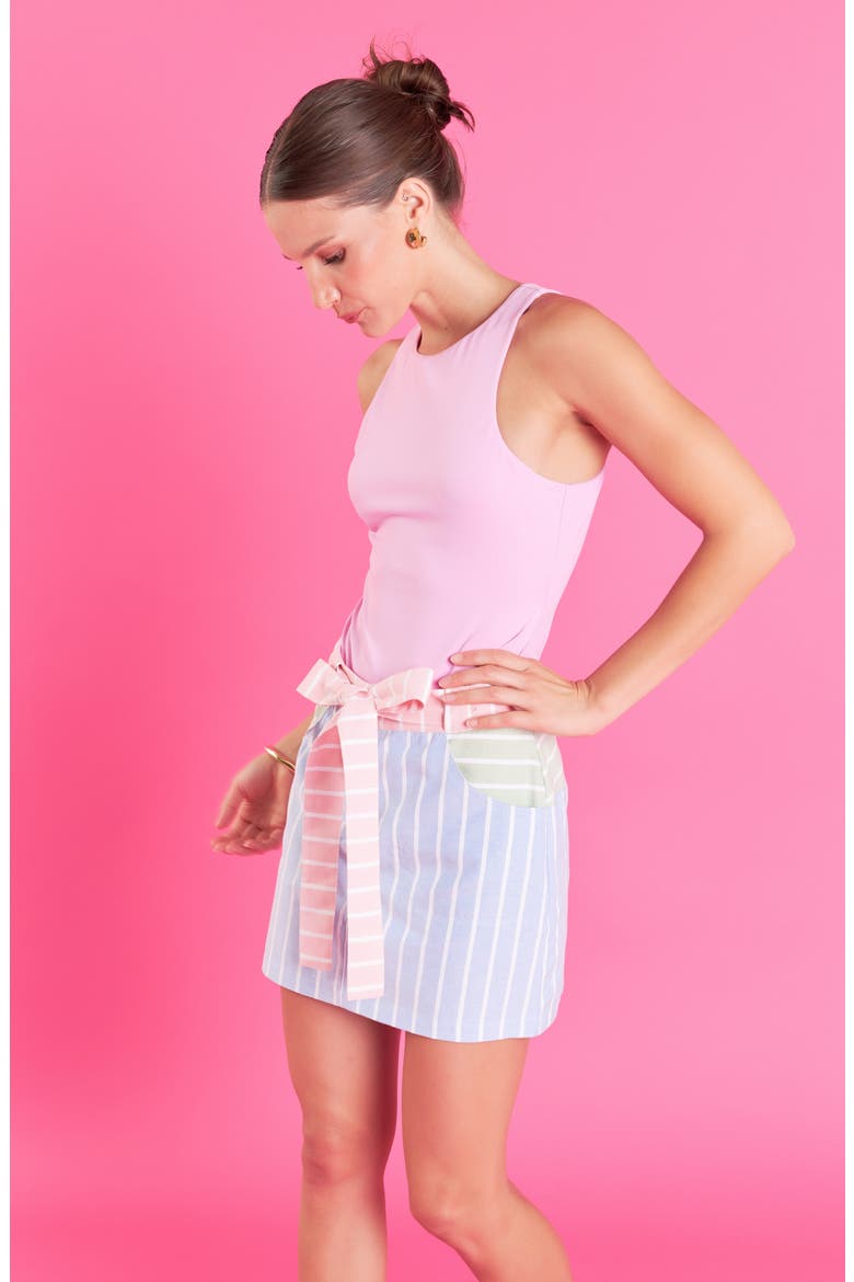 Sports Club Colorblock Stripe Cotton Blend Skort, Alternate, color, BLUE MULTI