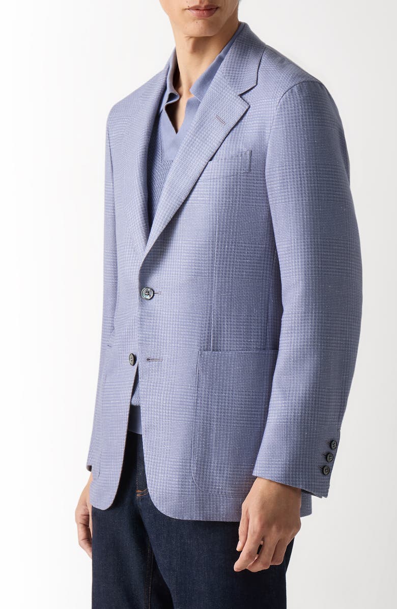 ZEGNA Glen Check Cashmere, Silk & Linen Cardigan Jacket, Main, color, Lilac