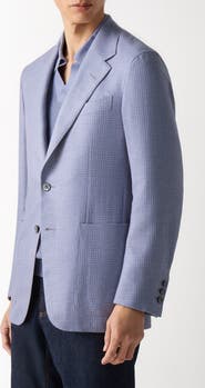ZEGNA Glen Check Cashmere, Silk & Linen Cardigan Jacket