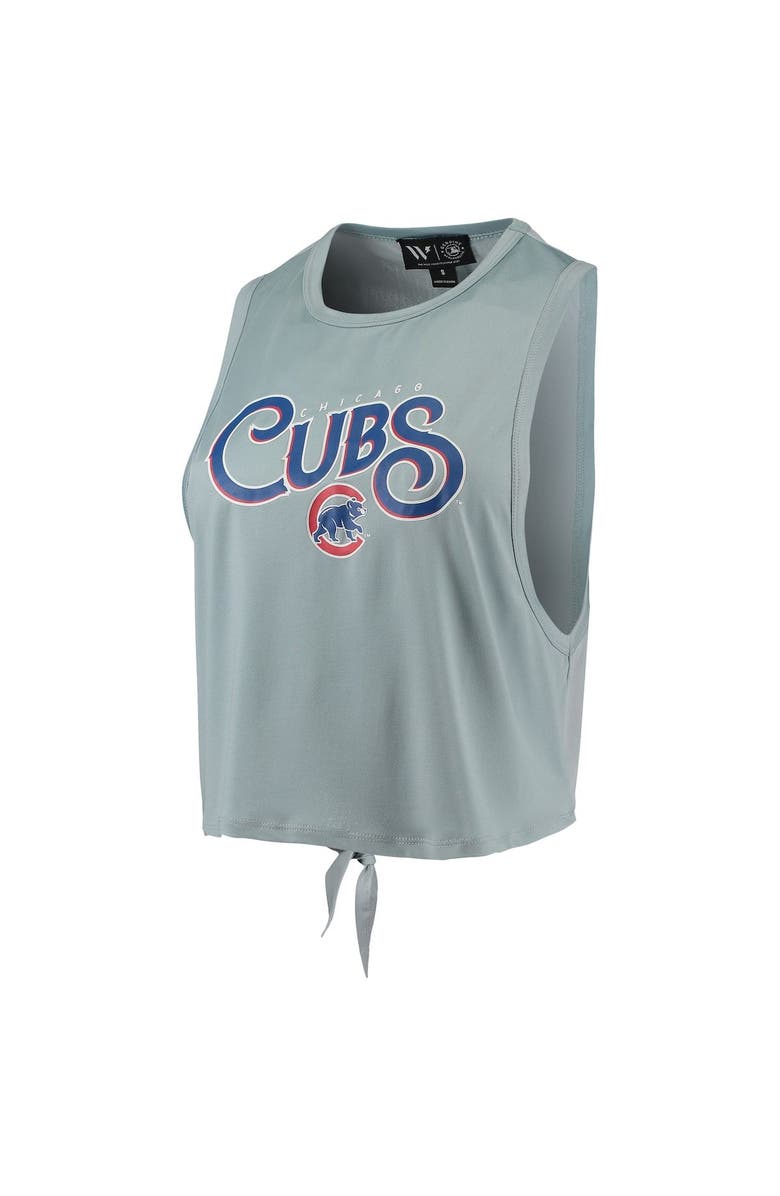 THE WILD COLLECTIVE Women's The Wild Collective Light Blue Chicago Cubs Open Back Twist-Tie Tank Top, Alternate, color, Light Blue