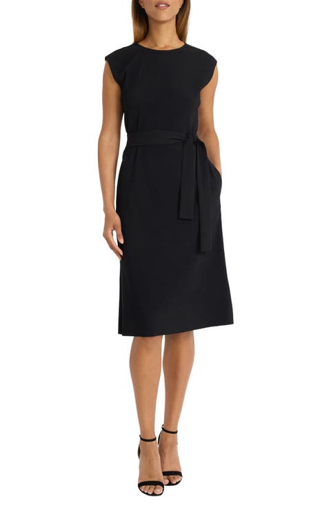 Plissé Tie Belt Midi Dress