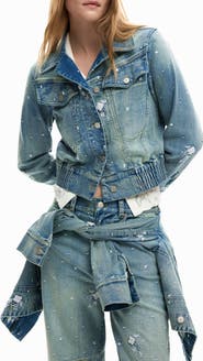 Desigual Embroidered Denim Trucker Jacket