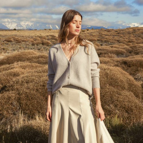 Italic Billie Chunky Cashmere Cardigan In Pebble Grey