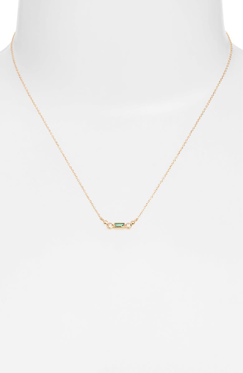 Anzie Cléo Emerald & Diamond Bar Pendant Necklace, Alternate, color, 