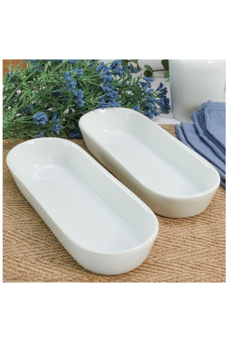 Oslo Set of 2 Oblong Baking Dishes, Alternate, color, WHITE