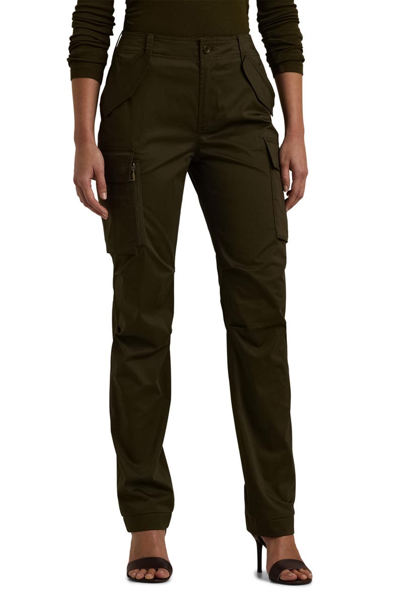 Lauren Ralph Lauren Stretch Cotton Sateen Ankle Cargo Pants, Main, color, Botanic Green