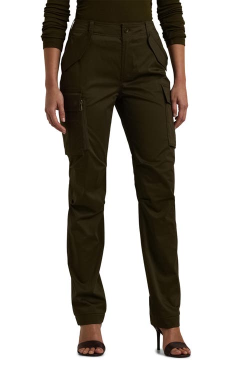 Stretch Cotton Sateen Ankle Cargo Pants