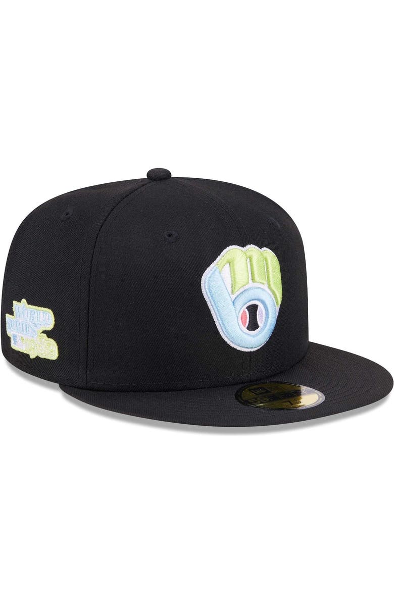 New Era Men's New Era Black Milwaukee Brewers Multi-Color Pack 59FIFTY Fitted Hat, Alternate, color, 