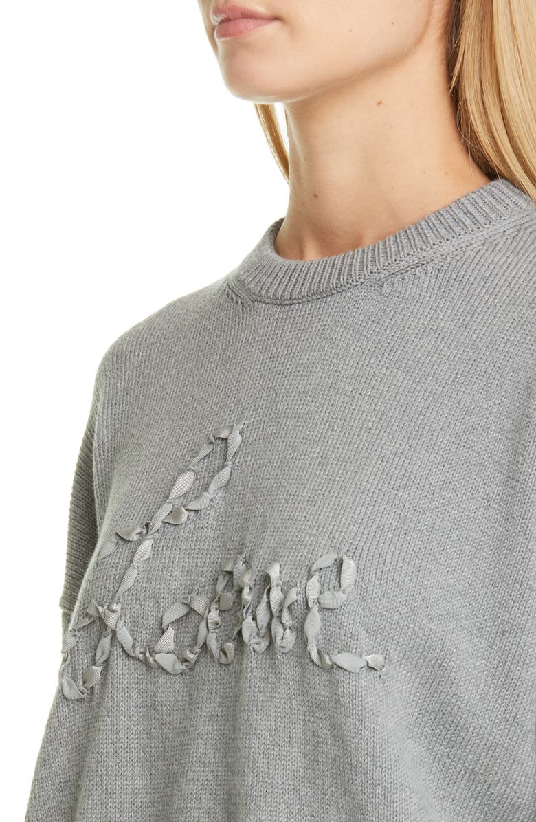 Loewe Ribbon Logo Cotton Sweater, Alternate, color, 