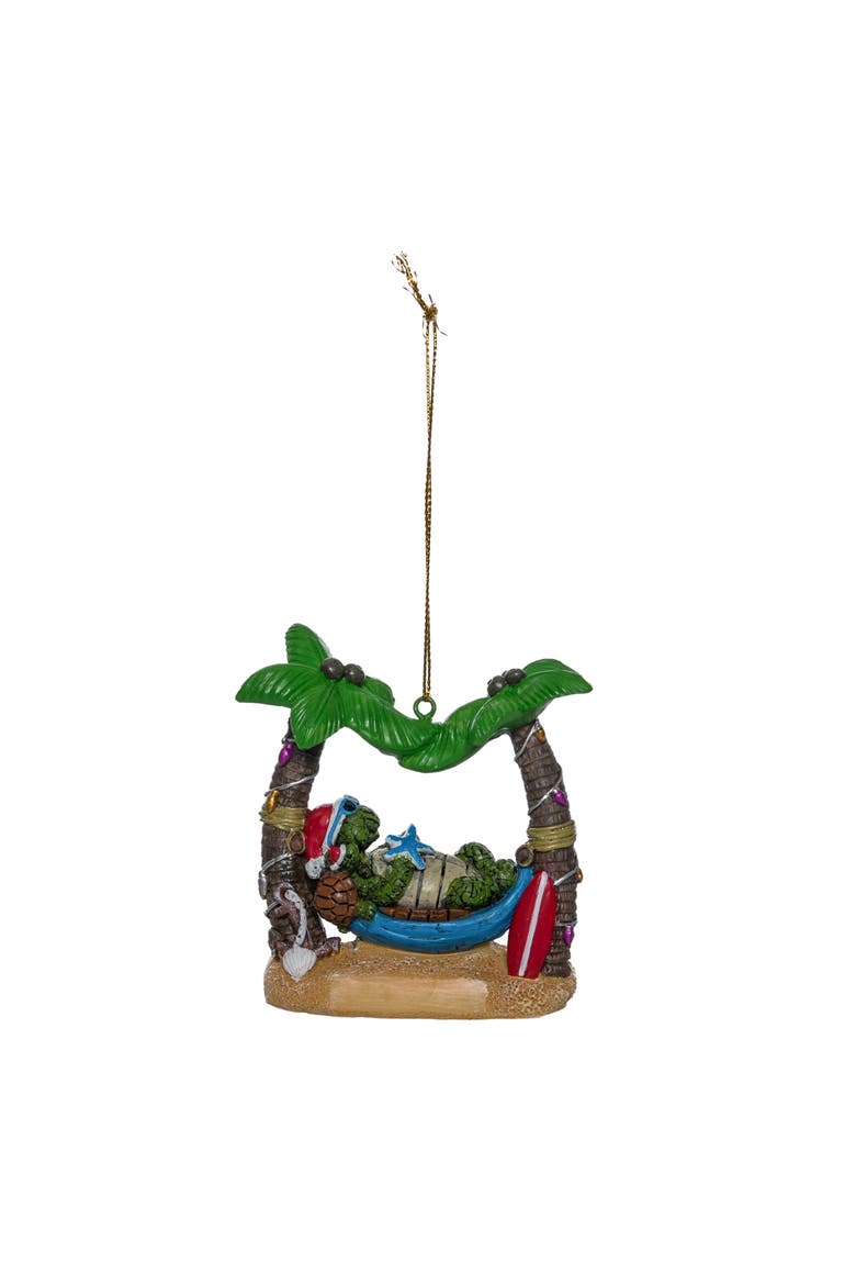 Chilling Sea Turtle Tree Ornament, Alternate, color, Brown