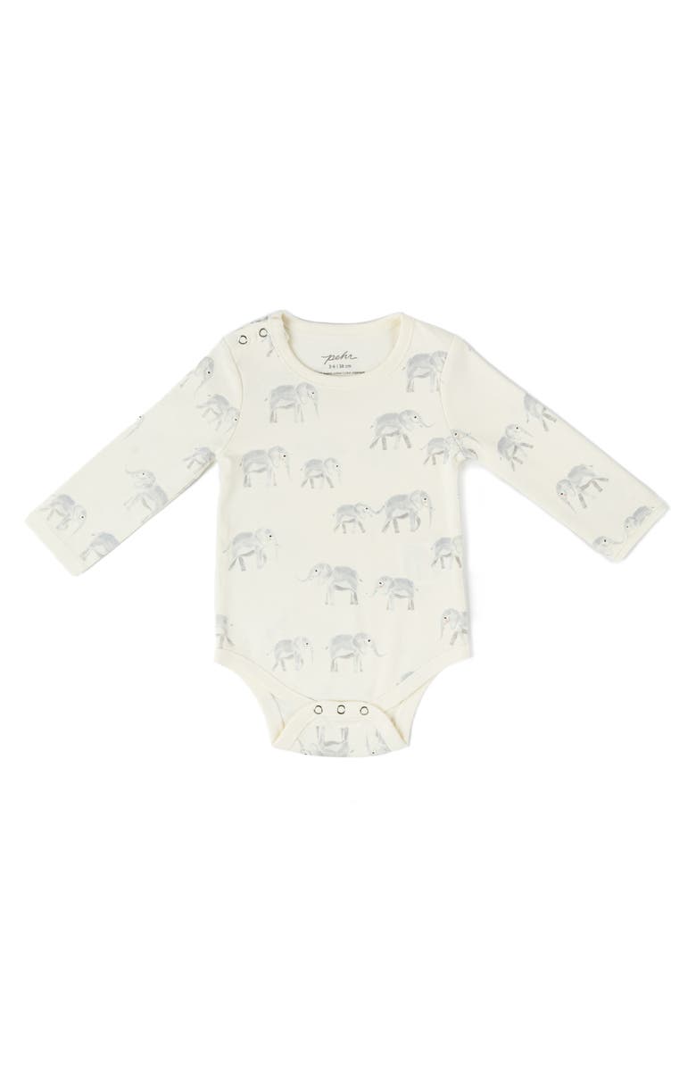 Pehr Elephant Organic Cotton Bodysuit, Main, color, 