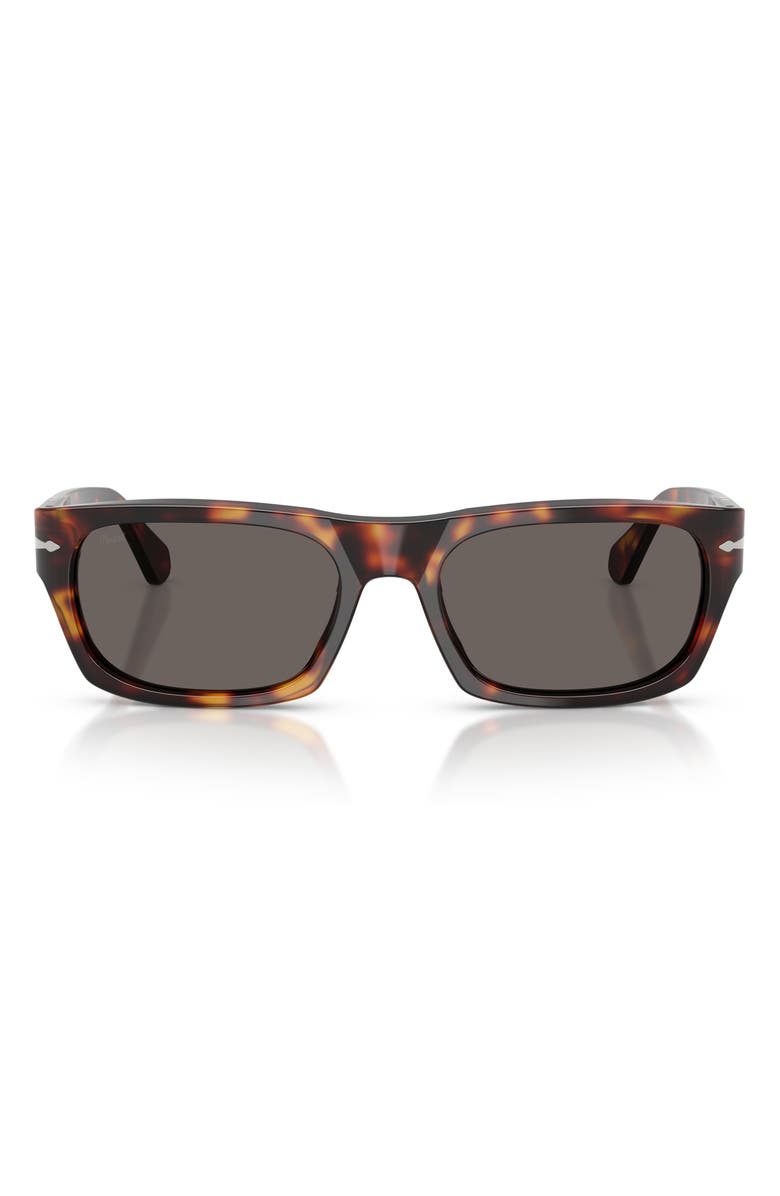 Persol 58mm Rectangular Sunglasses, Main, color, Havana / Dark Grey