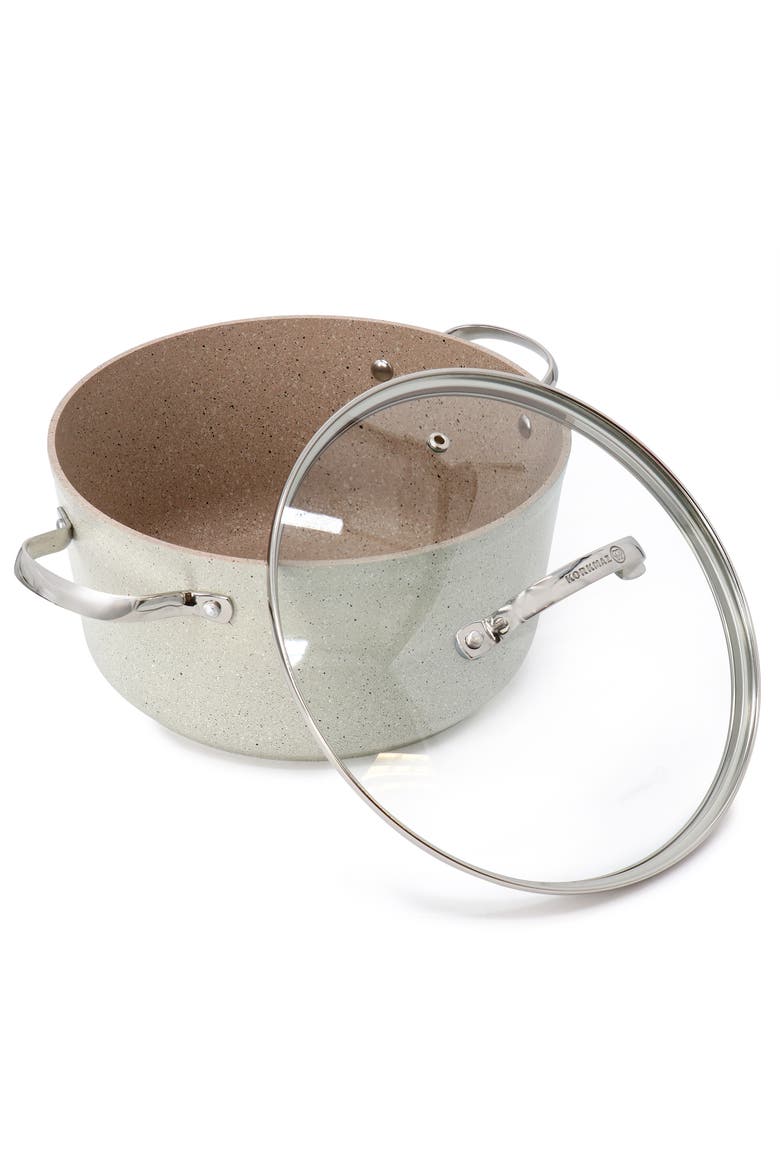Granita 8 Liter Aluminum Nonstick Casserole with Lid, Alternate, color, Beige
