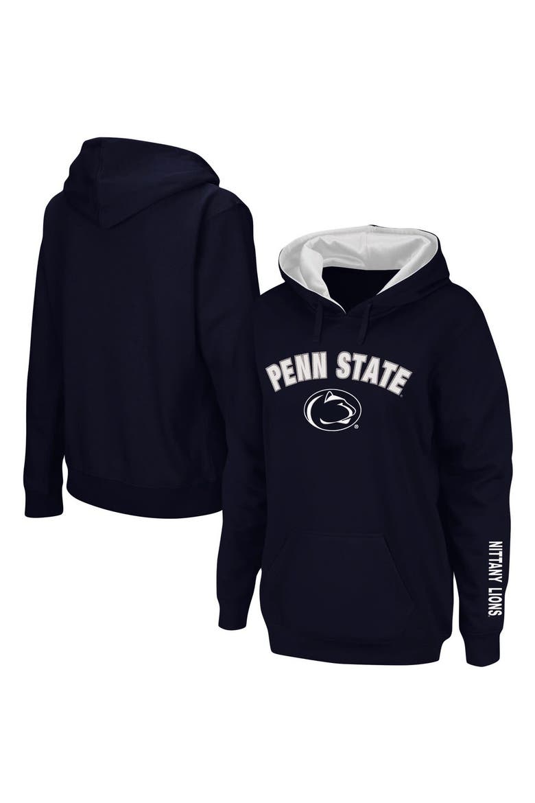 Women's Navy Penn State Nittany Lions Arch & Logo 1 Pullover Hoodie, Main, color, Navy