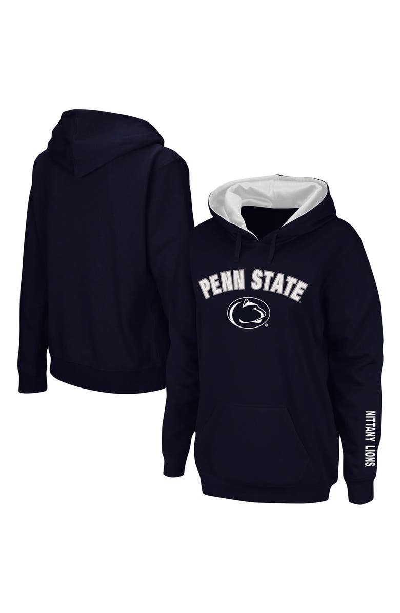 COLOSSEUM Women's Navy Penn State Nittany Lions Arch & Logo 1 Pullover Hoodie, Main, color, Navy