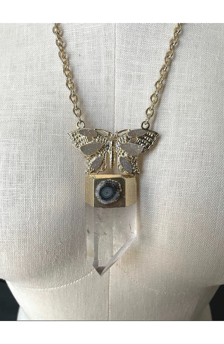 Lunaversoul Monarch Quartz Necklace, Alternate, color, Gold