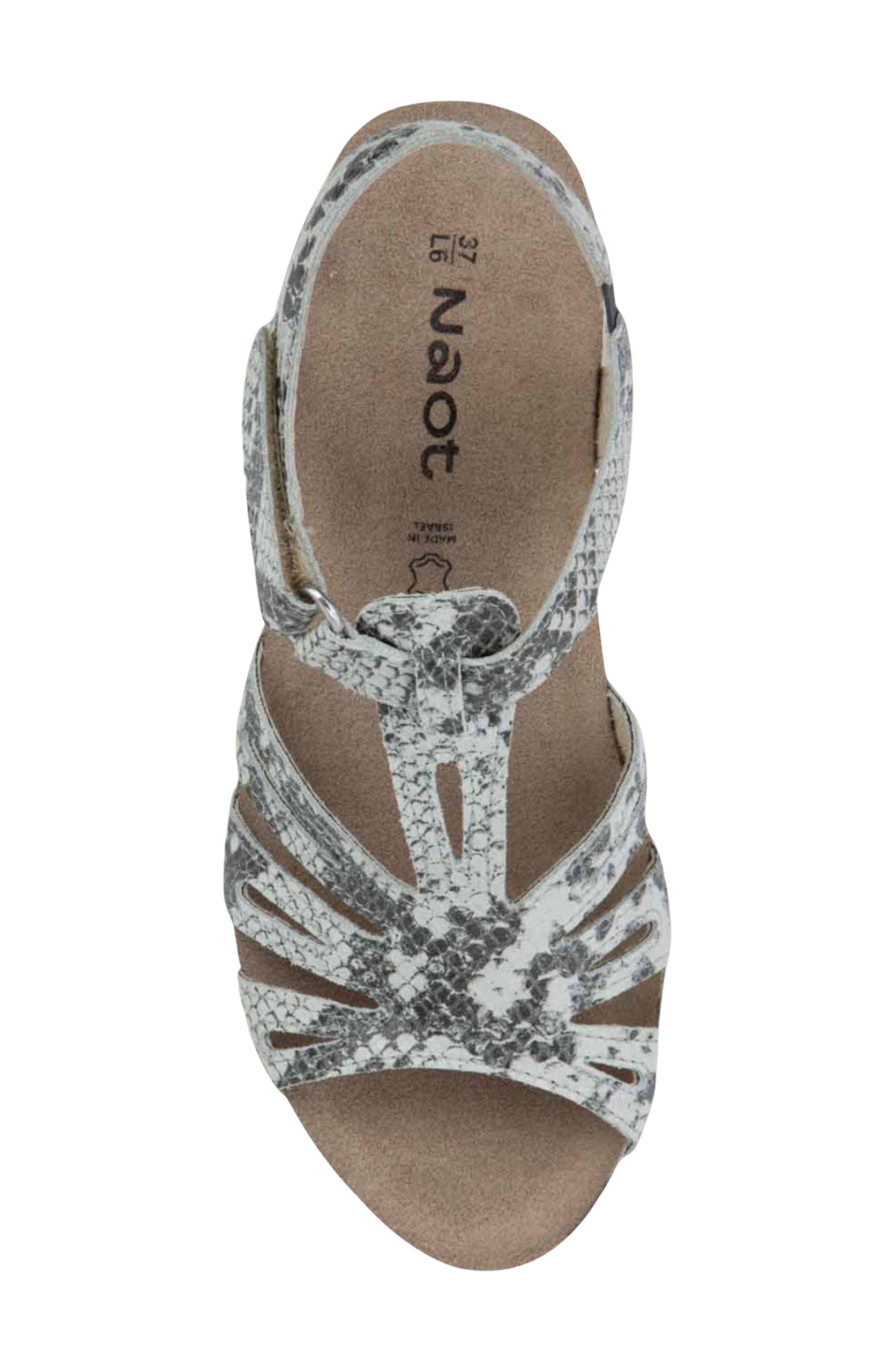 Naot Starlet Wedge Sandal, Alternate, color, Black/ White Python