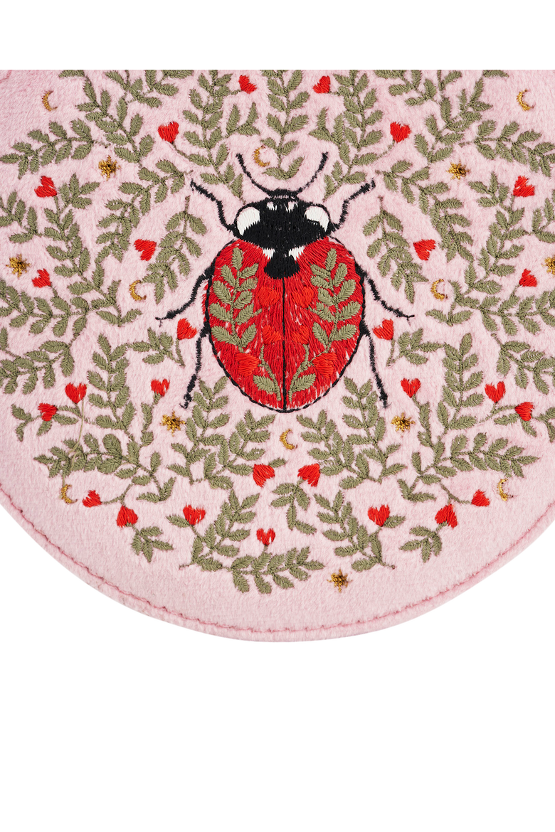 Ladybird Velvet Embroidered Circle Jewellery Box, Alternate, color, Light/Pastel Pink