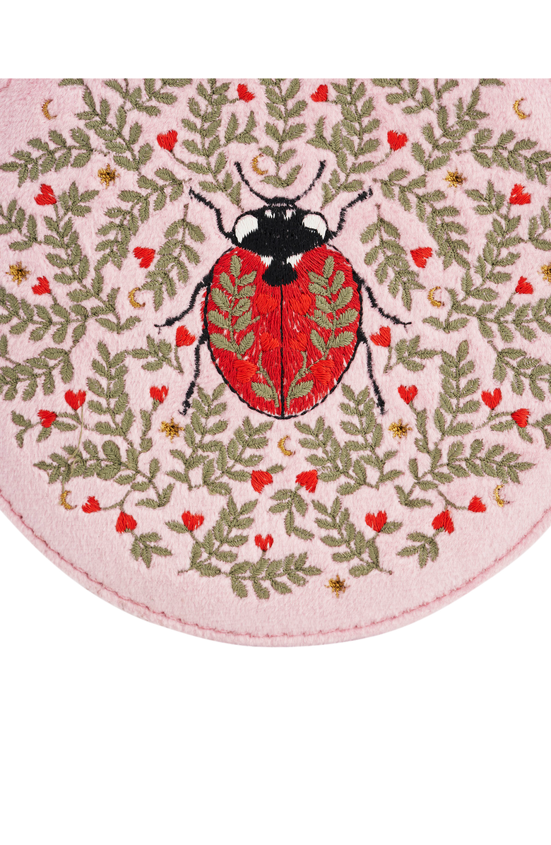 Fable England Ladybird Velvet Embroidered Circle Jewellery Box, Alternate, color, Light/Pastel Pink