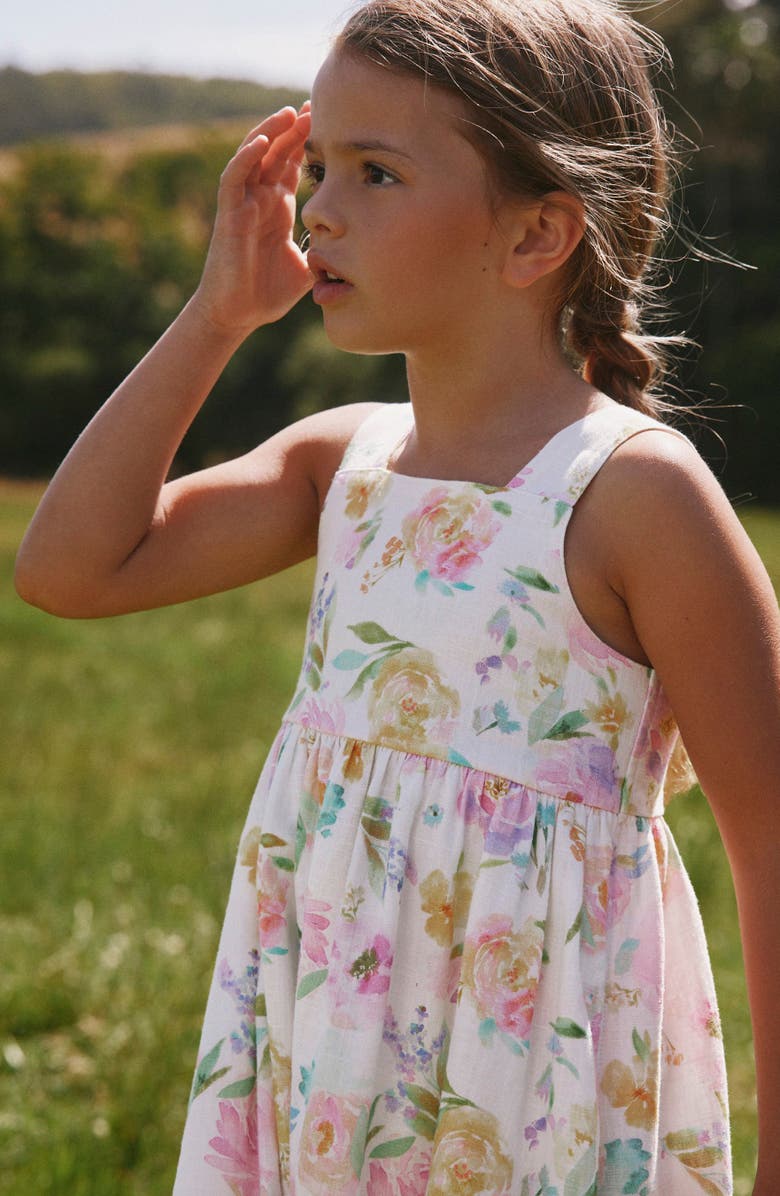 NEXT Kids' Floral Print Linen Blend Sundress, Alternate, color, Pink