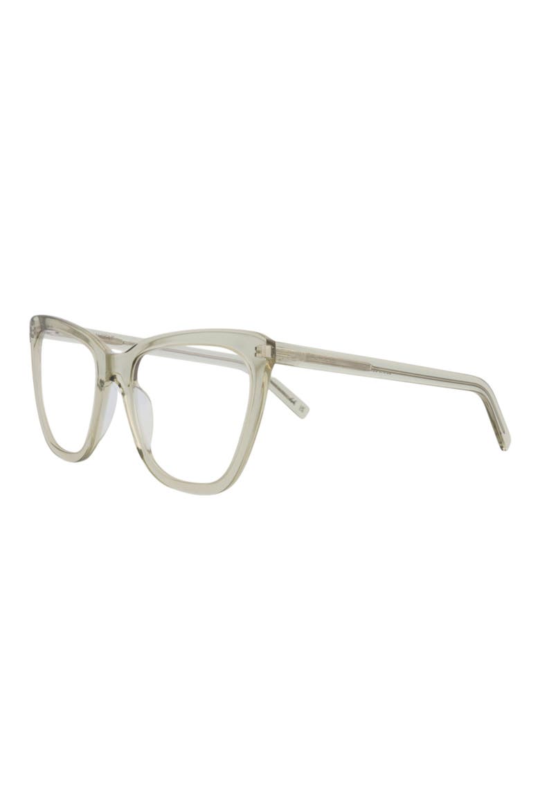 55mm Cat Eye Optical Glasses, Alternate, color, GREEN GREEN TRANSPARENT
