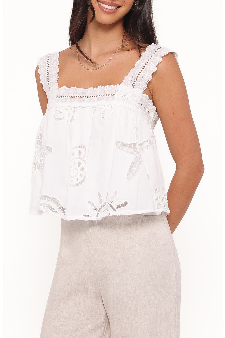 Aideen Sleeveless Eyelet Top, Alternate, color, WHITE SHELL