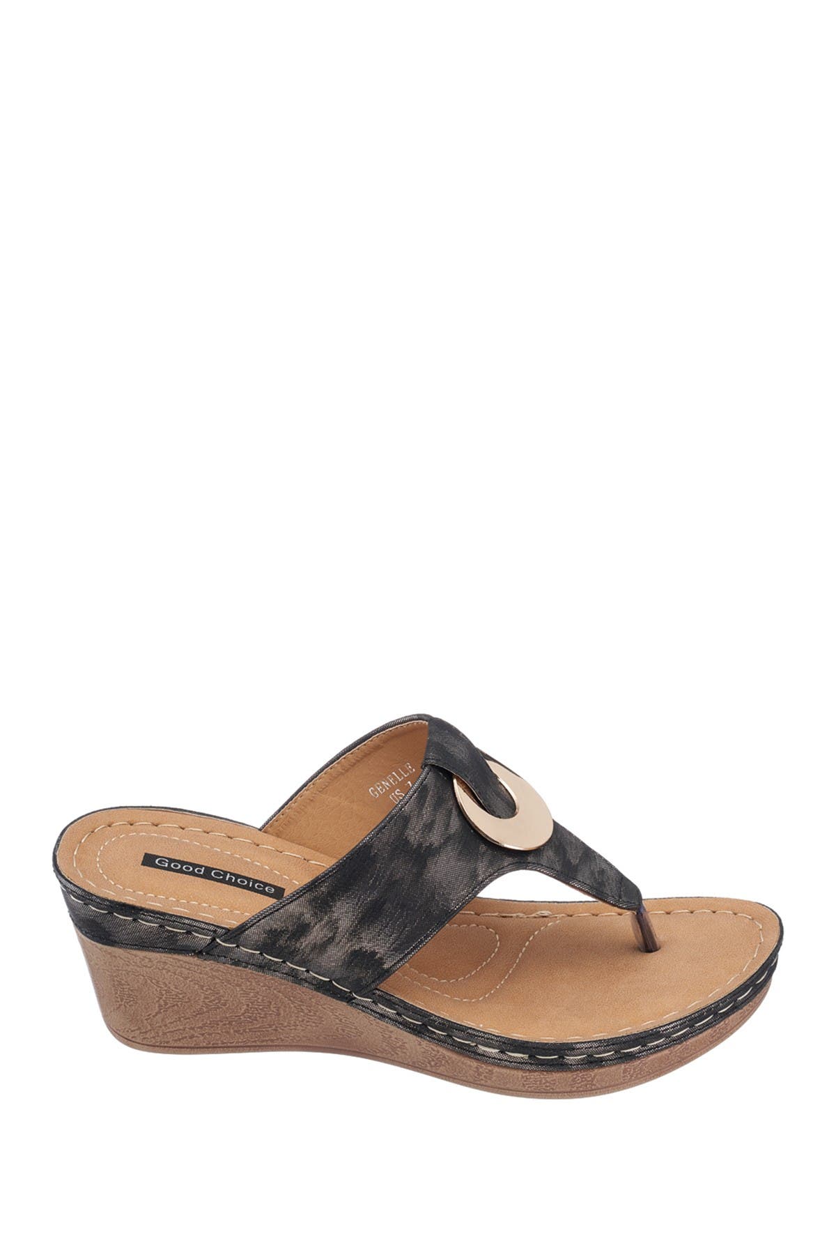 GC SHOES Genelle Wedge Thong Toe Sandal, Alternate, color, Black