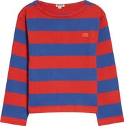 Bode Clubhouse Logo Embroidered Stripe Long Sleeve T-Shirt