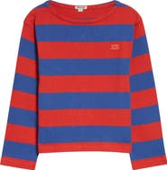 Bode Clubhouse Logo Embroidered Stripe Long Sleeve T-Shirt