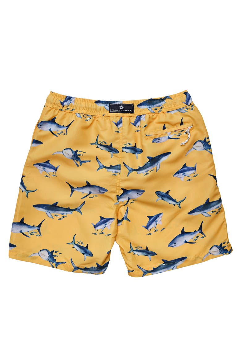 Printed Swim Shorts, Alternate, color, Sunrise Shark