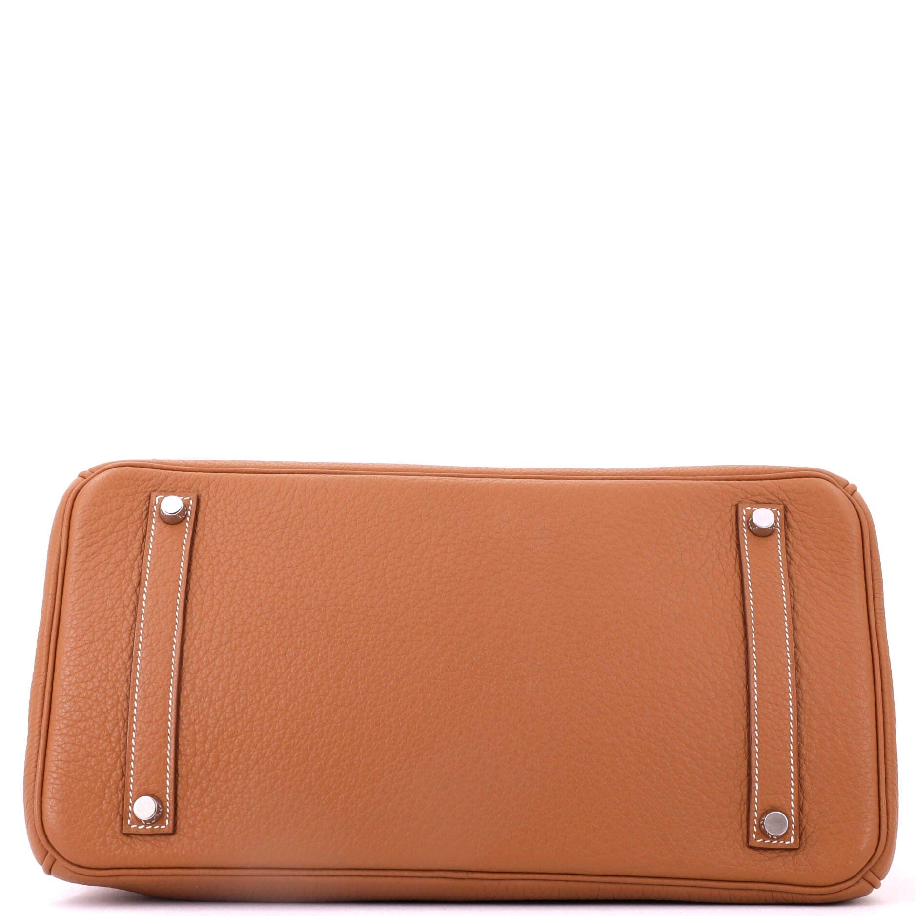 Birkin Handbag Brown Clemence with Palladium Hardware 35, Alternate, color, Metallic Gold