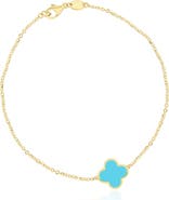 The Lovery Fine Jewelry Small Turquoise Single Clover Bracelet