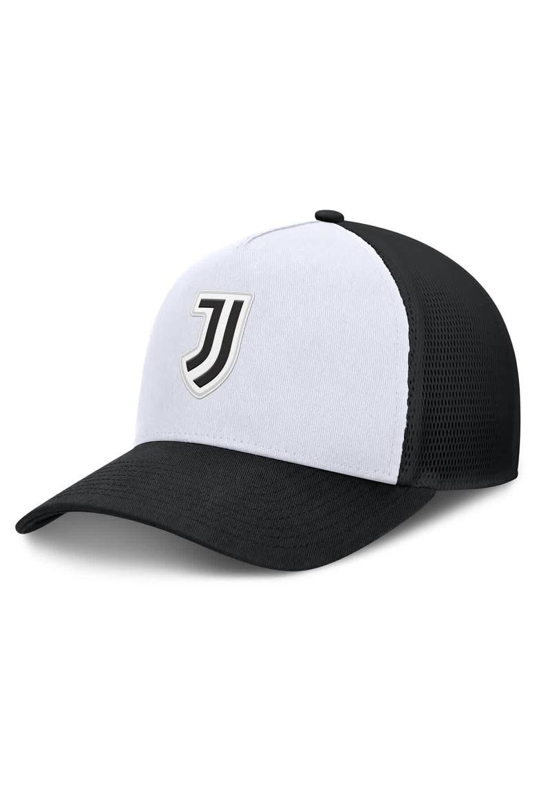 Men's Fanatics White/Black Juventus Clash A-Frame Trucker Adjustable Hat, Main, color, White