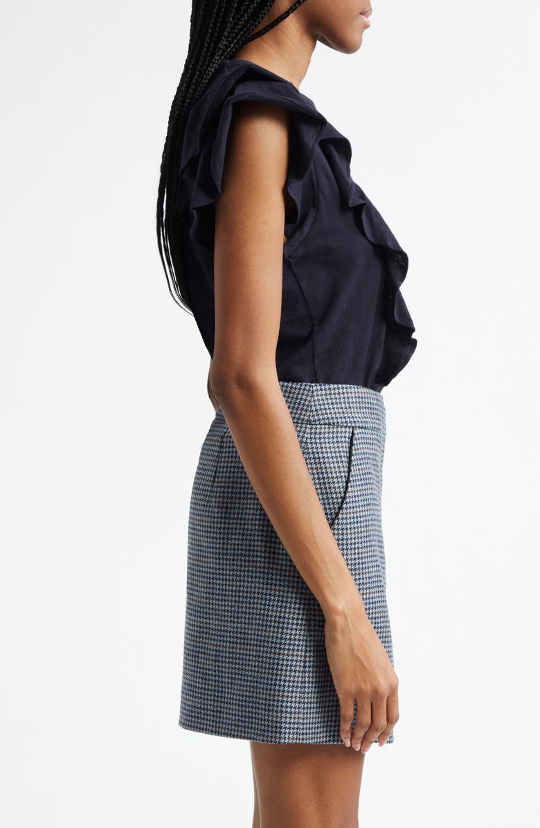 Veronica Beard Bea Ruffle Pima Cotton T-Shirt, Alternate, color, Navy