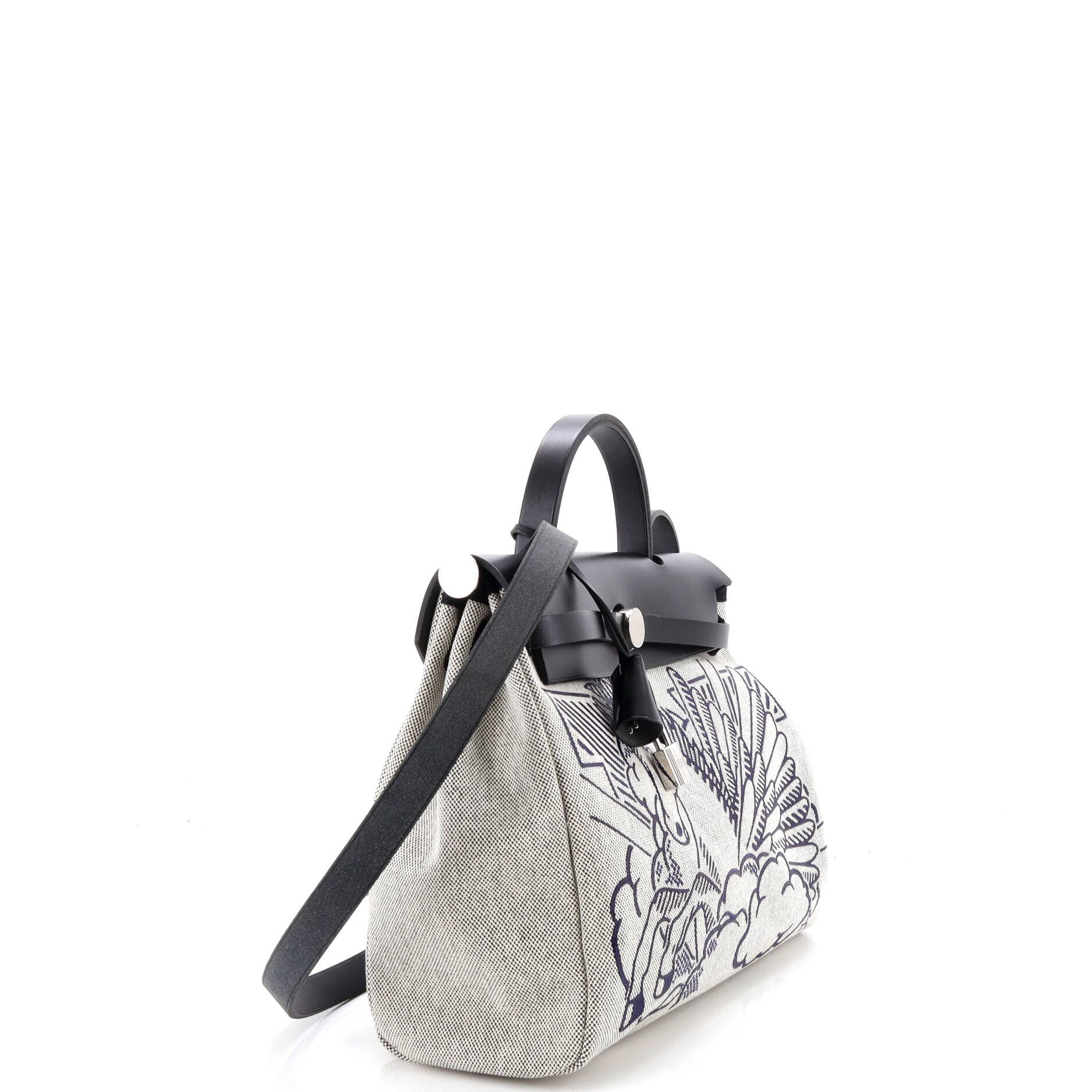 Pre-Owned Hermes Herbag Zip Pegase Pop Toile and Leather 31, Alternate, color, Noir