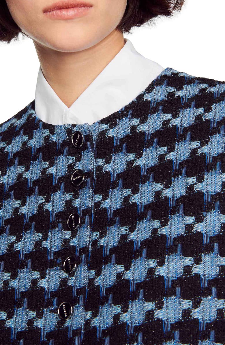 SANDRO Boulogne Houndstooth Tweed Crop Jacket, Alternate, color,