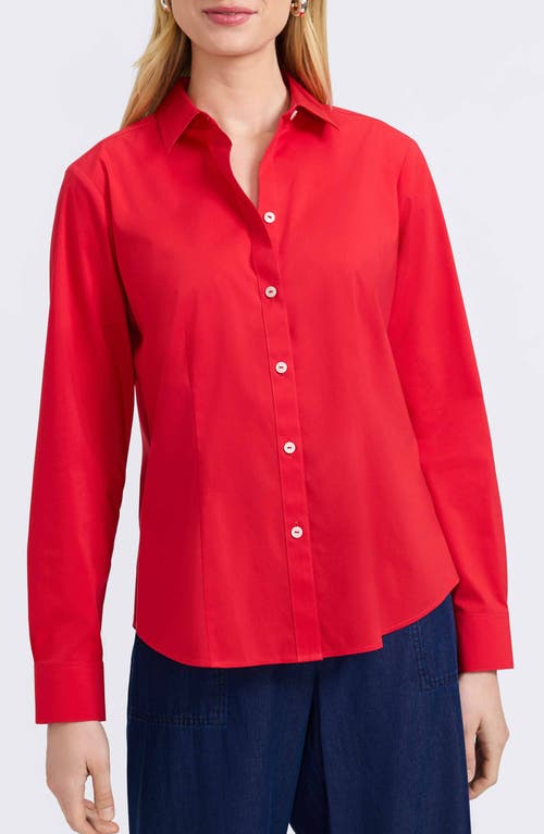 Foxcroft June Stretch Cotton Blend Button-up Shirt In Red