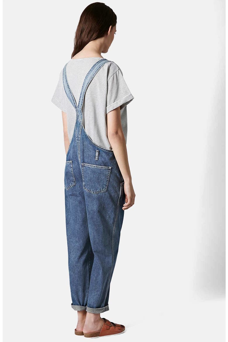 Moto Maternity Overalls, Alternate, color, MID DENIM