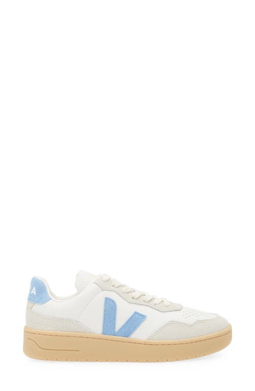Veja Leather V-90 Sneakers In Extra-white Aqua Natural
