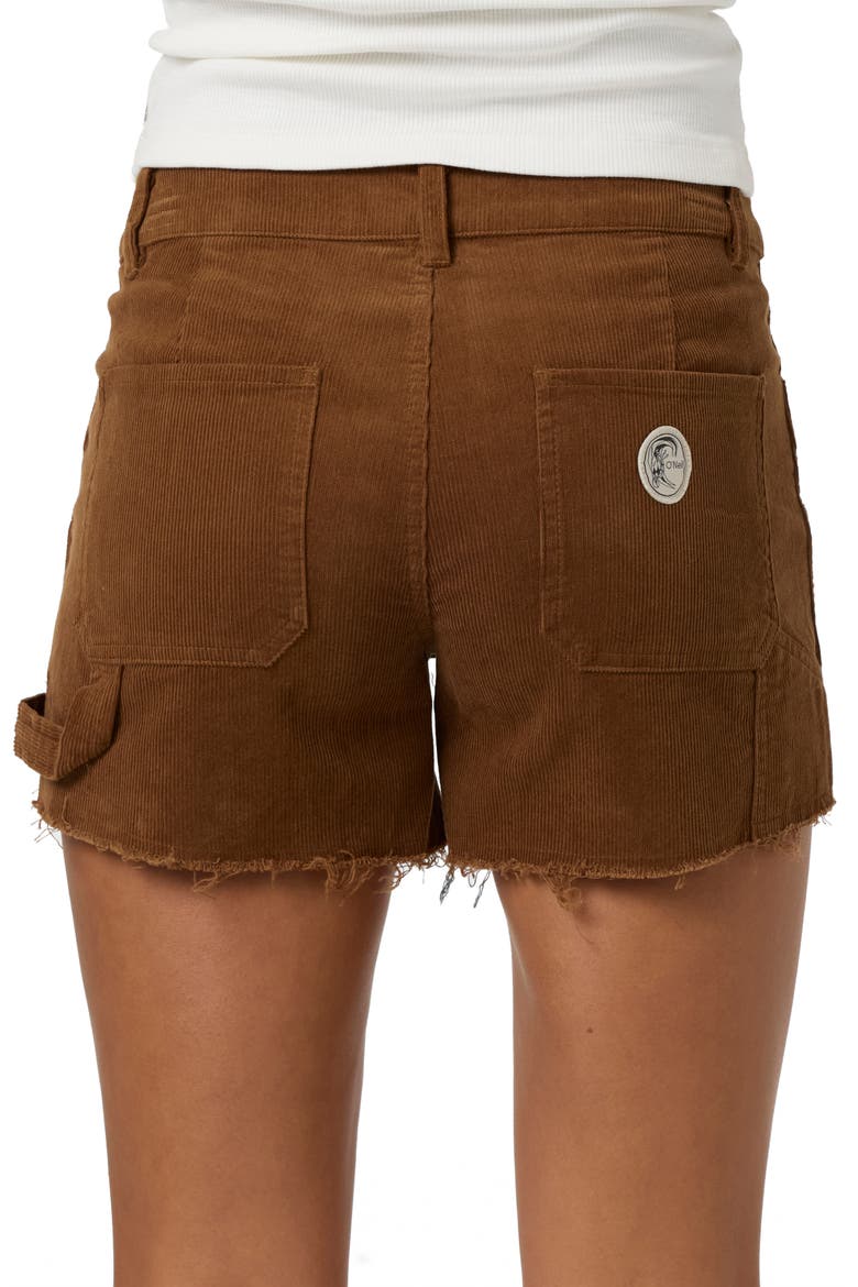 OG Harlyn Fray Denim Shorts, Alternate, color, TOFFEE