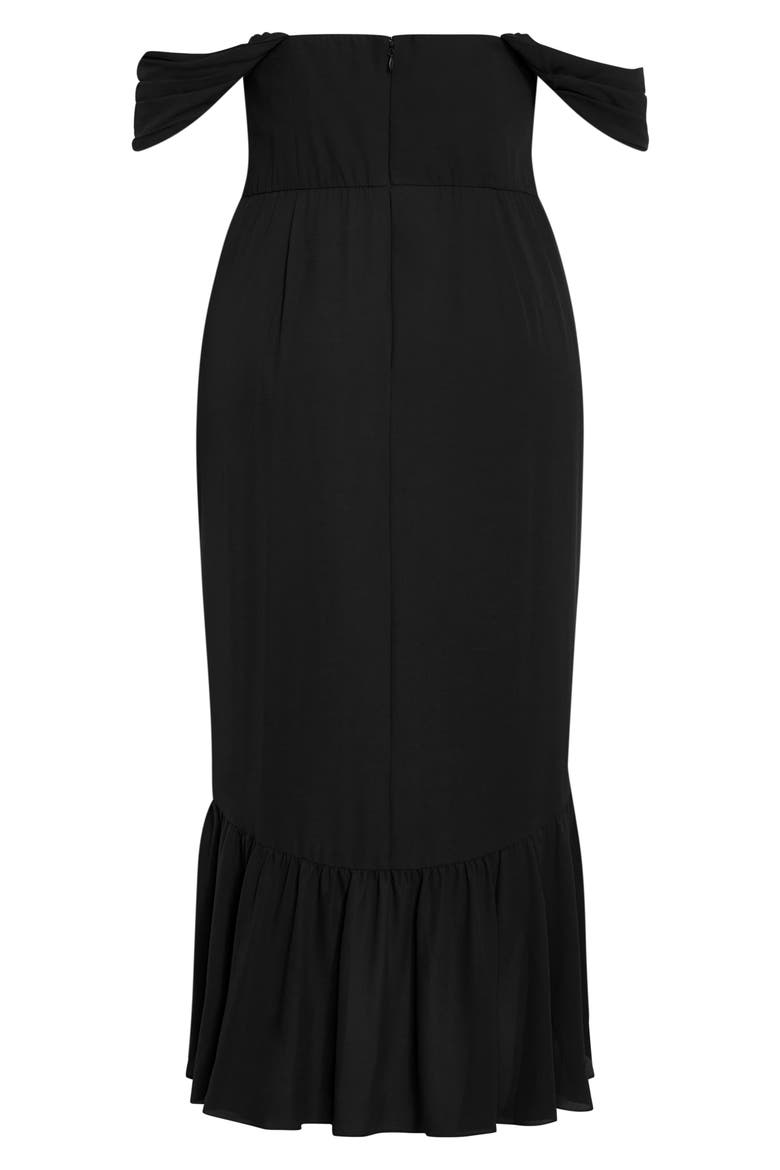 Ruffle Off the Shoulder High/Low Maxi Dress, Alternate, color, BLACK