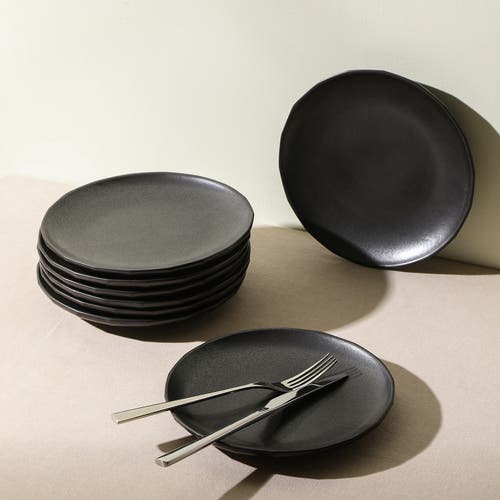 Stone Lain Rio Stoneware 4-piece Salad Plate Set In Black