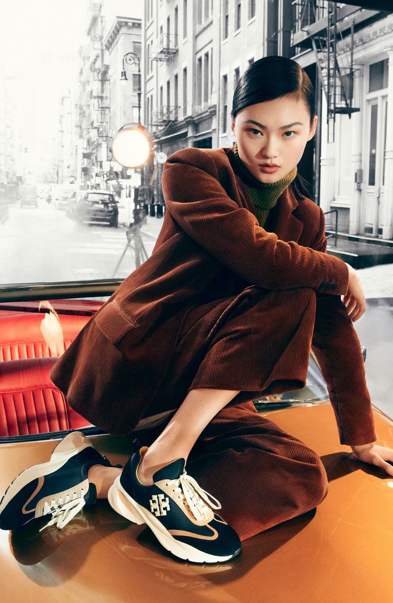 Tory Burch Good Luck Sneaker, Alternate, color, Black / Cream / Black