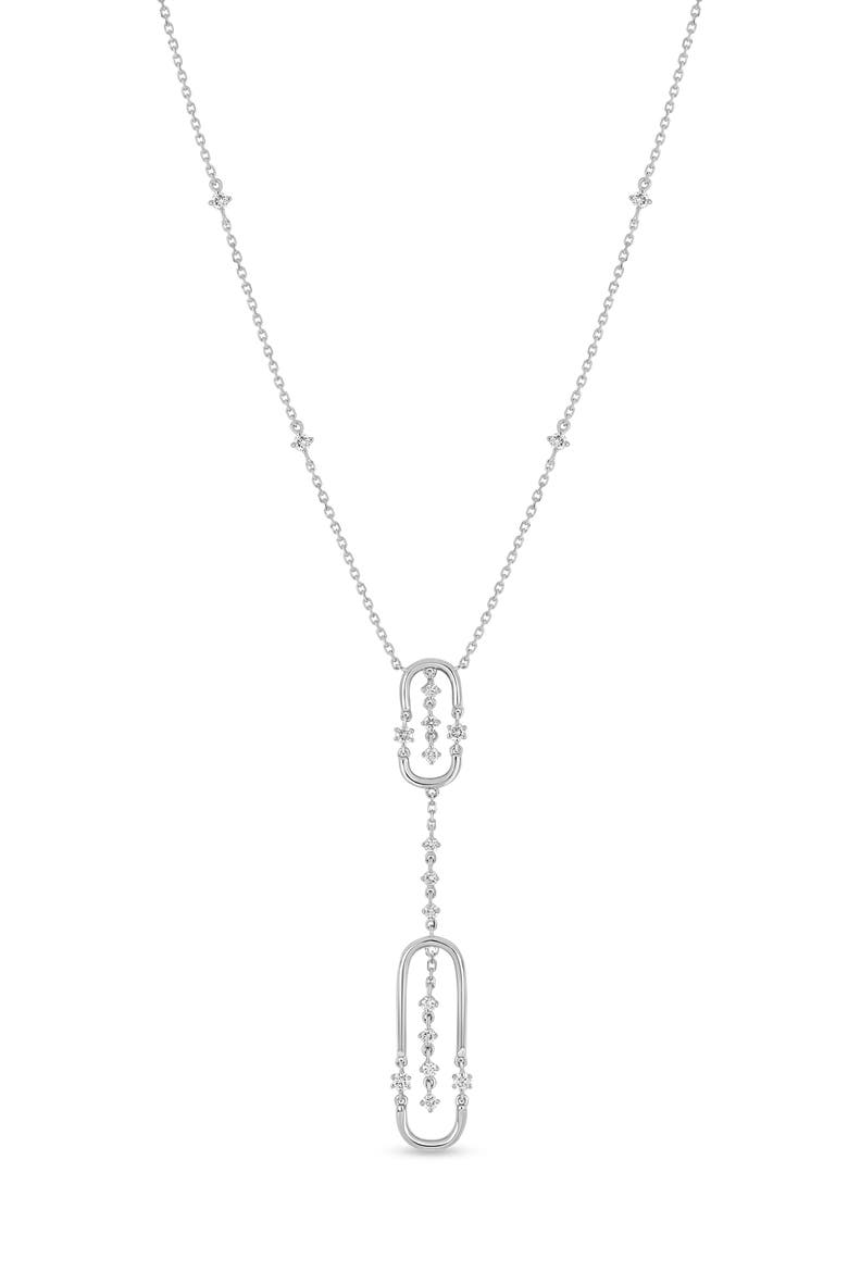 18K Gold Liora Diamond Y-Necklace, Main, color, 18K WHITE GOLD