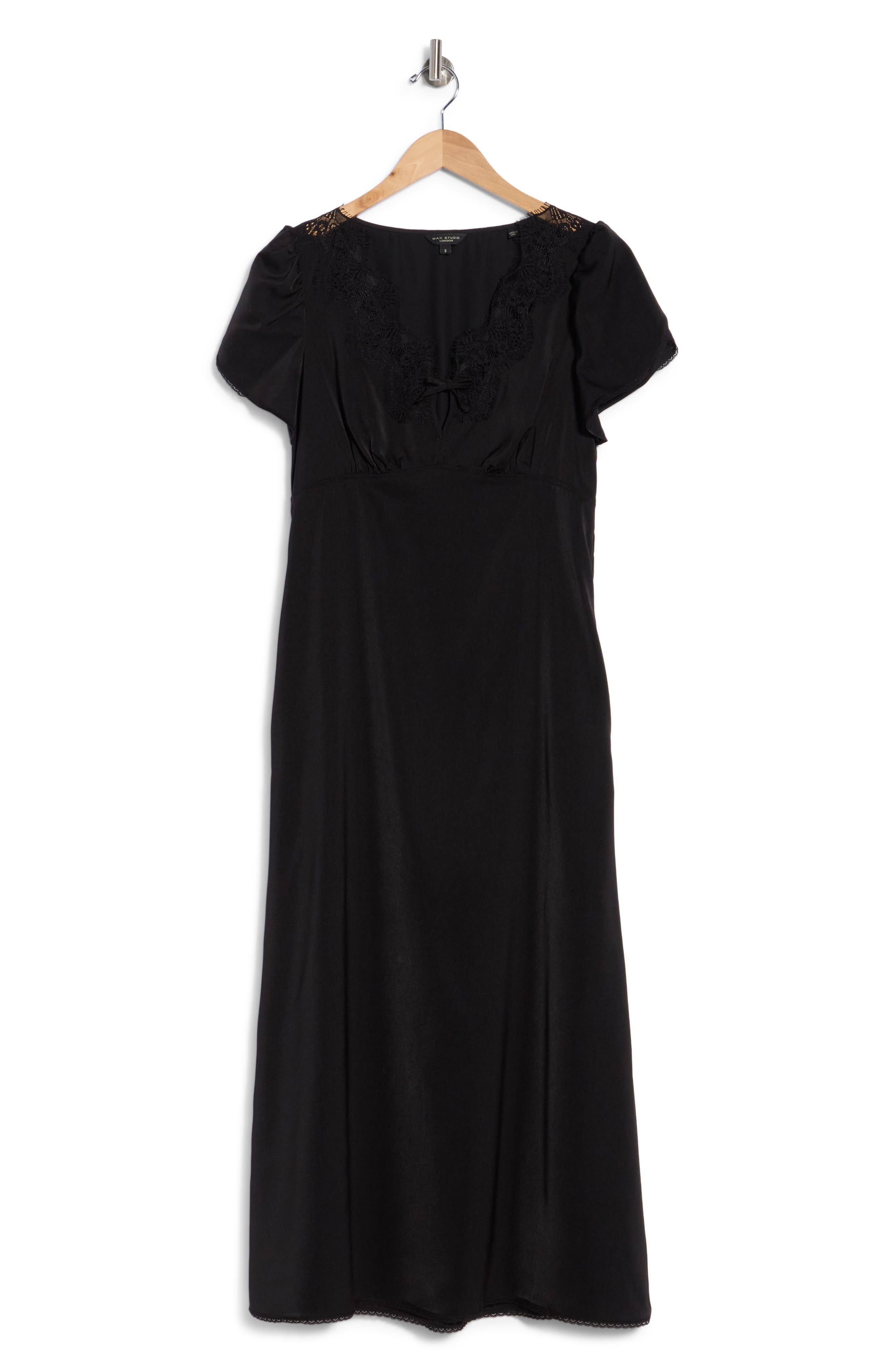 Lace Trim Puff Sleeve Maxi Dress