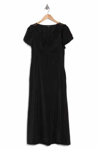 Lace Trim Puff Sleeve Maxi Dress