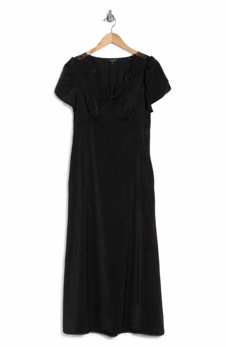 Lace Trim Puff Sleeve Maxi Dress