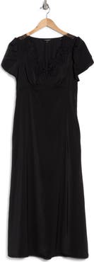 MAX STUDIO Lace Trim Puff Sleeve Maxi Dress