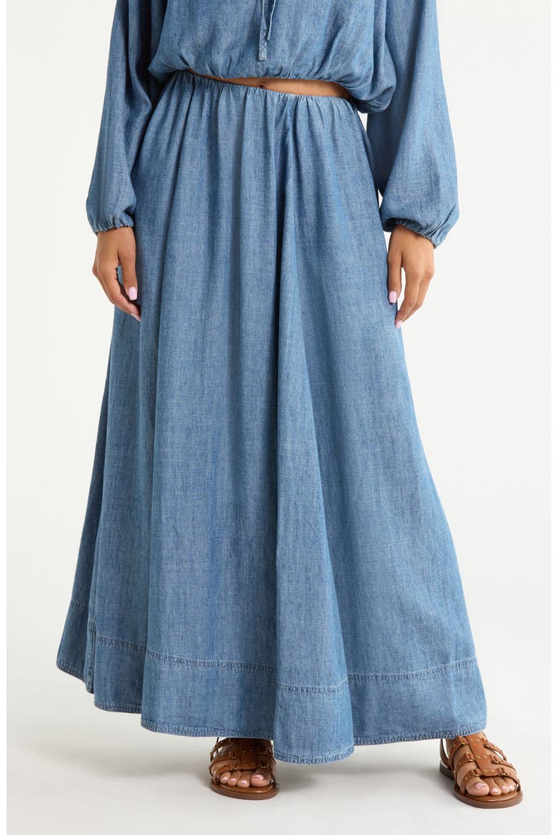 Tried & True Chambray Maxi Skirt, Main, color, RIVER MIST WASH