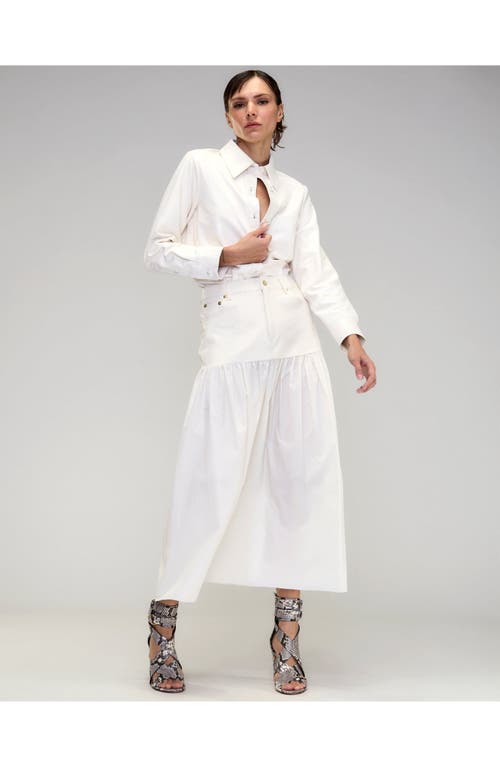 Cynthia Rowley Downtown Leather Nylon Skirt In Off_white